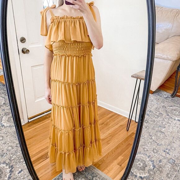 Misa Los Angeles Carmela Maxi Dress Yellow Gold Mustard XS - Picture 9 of 10